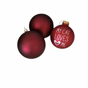 Christmas Ornaments Cat Red Bulbs
